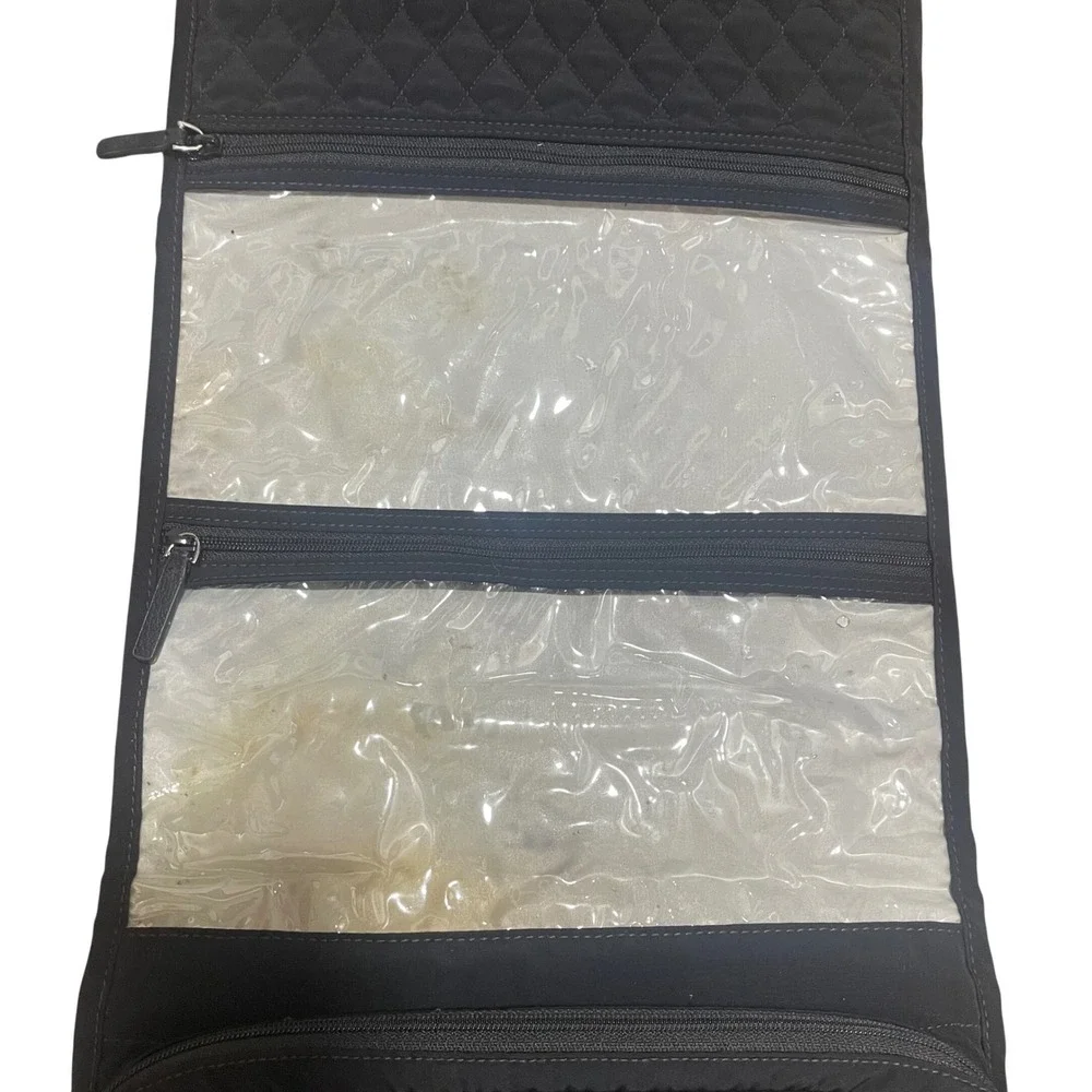 Vera Bradley Quilted Weekender Travel Bag Toiletry Cosmetics Organizer Black‎